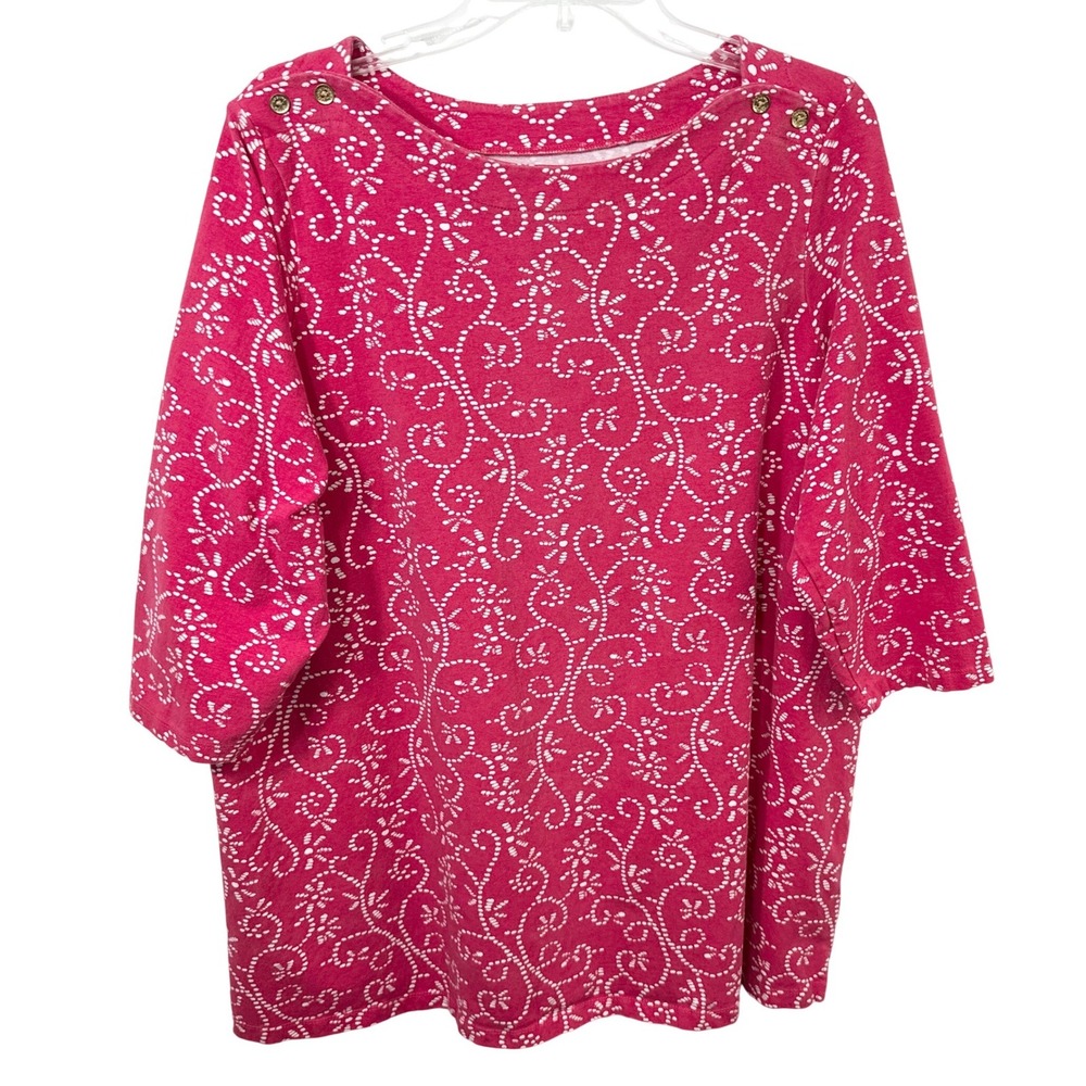 Jessica London Plus Size 22/24W Top Hot Pink Boat Neck‎ Top Office Casual 1168